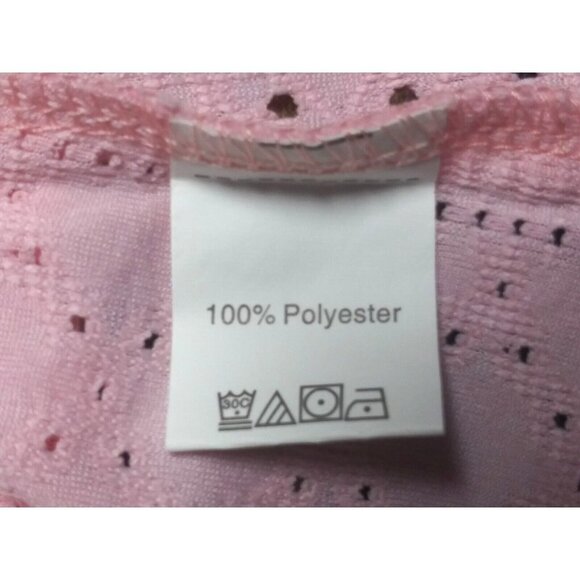 Womens top blouse 1X/2X/3X Pink EYELET KNIT romantic STRETCH lace CAP sleeve - Picture 11 of 12